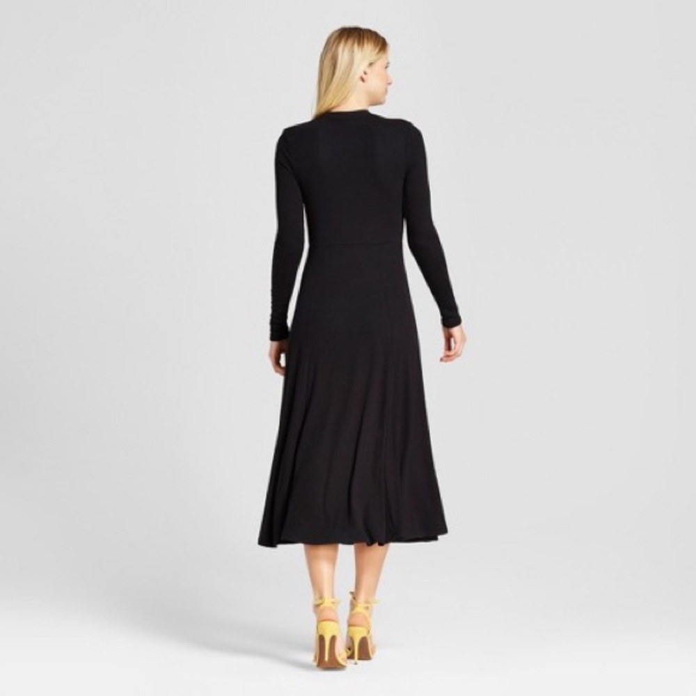 ❌SOLD | Who What Wear Black Ribbed Long Midi Dress - Picture 2 of 8
